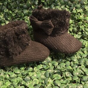 Adorable Black Baby Booties with Bow